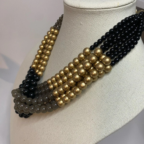 Statement Necklace - Black & Gold - Unique Piece - Picture 5 of 6